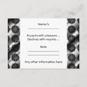 Tarjeta De Confirmación De Asistencia Patrón elegante negro y gris.