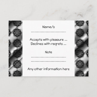 Tarjeta De Confirmación De Asistencia Patrón elegante negro y gris.