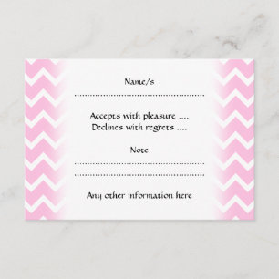 Tarjeta De Confirmación De Asistencia Patrón Zigzag blanco y rosa pálido.