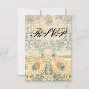 Tarjeta De Confirmación De Asistencia pavo real art nouveau