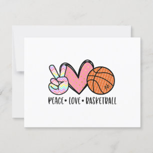 Tarjeta De Confirmación De Asistencia Peace Love Basketball Heart for Women Adolescentes
