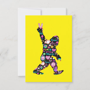 Tarjeta De Confirmación De Asistencia Peace Love Bigfoot Hippie Funny Bigfoot Lover