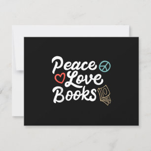 Tarjeta De Confirmación De Asistencia Peace Love Books Geeky & Cute Leading
