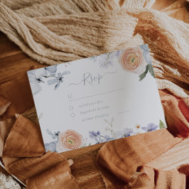 Tarjeta De Confirmación De Asistencia Peach Fuzz Dusty Blue Trendy Boda