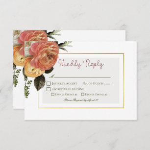 Tarjeta De Confirmación De Asistencia Peach Mimosa Blooms Boda Floral