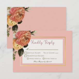 Tarjeta De Confirmación De Asistencia Peach Mimosa Blooms Boda Floral