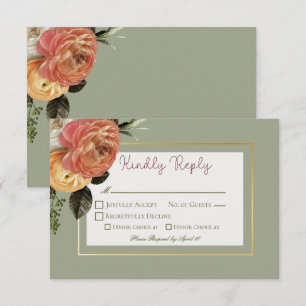 Tarjeta De Confirmación De Asistencia Peach Mimosa Blooms Boda Floral