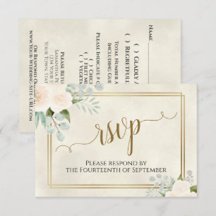 Tarjeta De Confirmación De Asistencia Peach o White Roses Elegante Boda Boho