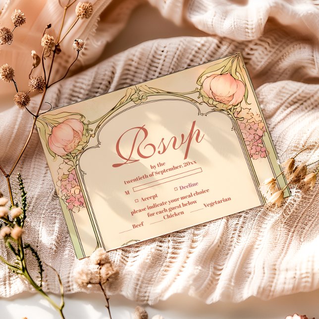 Tarjeta De Confirmación De Asistencia Peach Tulip Quinceañera Celebration (Subido por el creador)