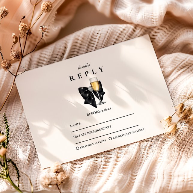 Tarjeta De Confirmación De Asistencia Pearl Champagne Glass Graduation (Subido por el creador)