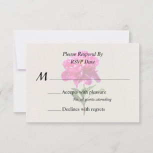Tarjeta De Confirmación De Asistencia Peonía Rosa Intenso