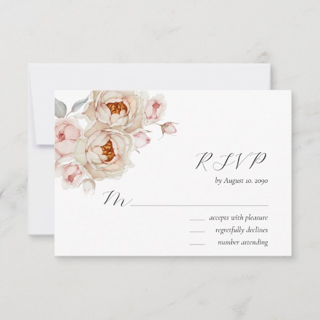 Tarjeta De Confirmación De Asistencia Peonías en Flor (Anverso)