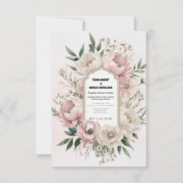 Tarjeta De Confirmación De Asistencia Peonías Rosadas y Verdor Romántico Boho