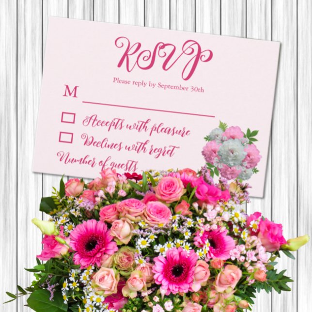 Tarjeta De Confirmación De Asistencia Peony Bouquet Boda (Subido por el creador)