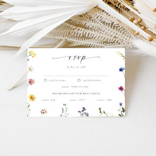 Tarjeta De Confirmación De Asistencia Pequeño Boda de flores silvestres