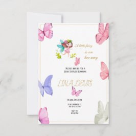 Tarjeta De Confirmación De Asistencia Pequeño Fairy Butterfly baby Shower invatación