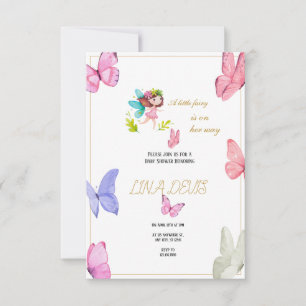 Tarjeta De Confirmación De Asistencia Pequeño Fairy Butterfly baby Shower invatación