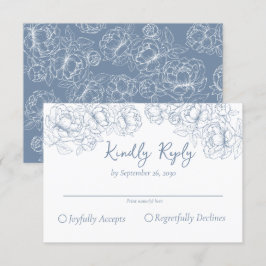 Tarjeta De Confirmación De Asistencia Periwinkle Blue Boho Romántico Boda floral