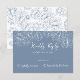 Tarjeta De Confirmación De Asistencia Periwinkle Blue Boho Romántico Boda floral