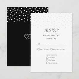 Tarjeta De Confirmación De Asistencia Perlas Chic en Boda en Blanco y Negro
