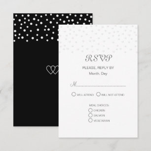 Tarjeta De Confirmación De Asistencia Perlas Chic en Boda en Blanco y Negro