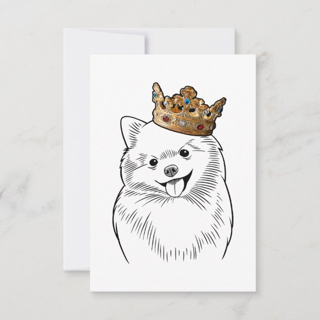Tarjeta De Confirmación De Asistencia Perro de Pomerania con corona (Anverso)