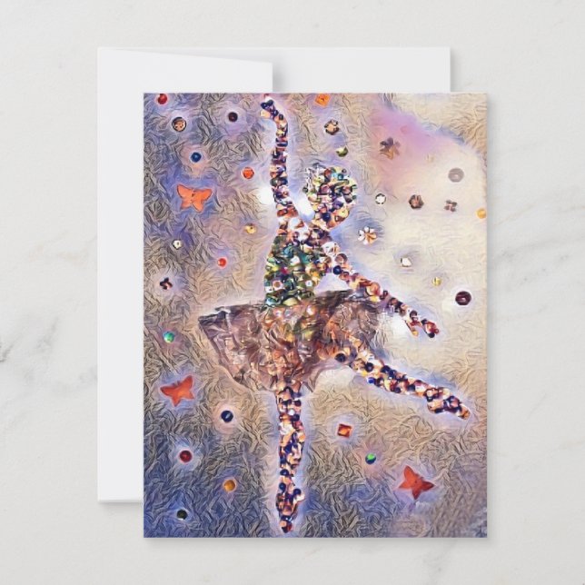 Tarjeta De Confirmación De Asistencia Personalizado de Chica Purple Ballerina Cute Danci (Anverso)