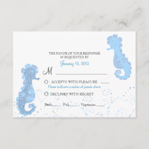 Tarjeta De Confirmación De Asistencia Personalizado de Pointillismo de caballismo azul y