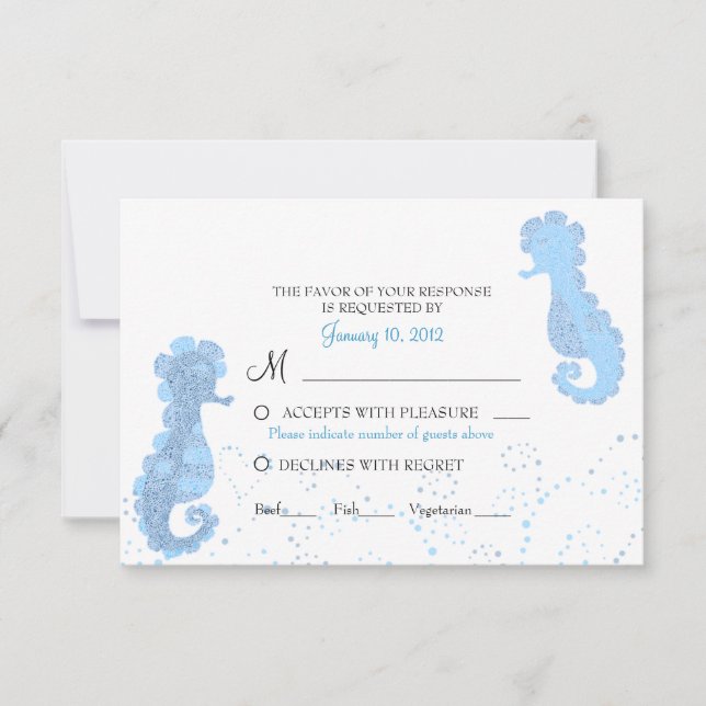 Tarjeta De Confirmación De Asistencia Personalizado de Pointillismo de caballismo azul y (Anverso)