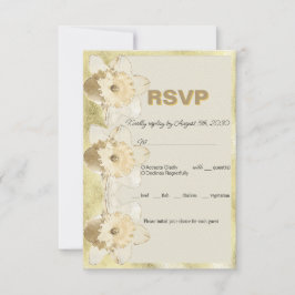 Tarjeta De Confirmación De Asistencia Personalizado elegante flor narcisa con marco dora