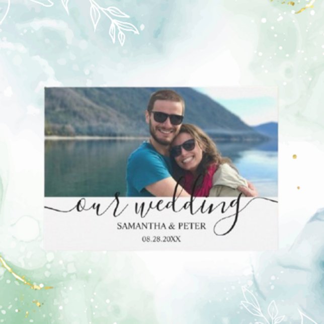 Tarjeta De Confirmación De Asistencia Personalizado Foto Boda relajado moderno (Create cherished memories with a custom photo modern relaxed wedding RSVP card. )