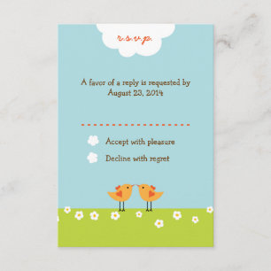 Tarjeta De Confirmación De Asistencia Personalizado lindo Boda Aves (Día)