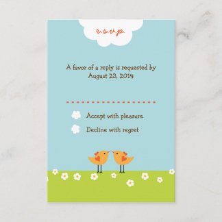Tarjeta De Confirmación De Asistencia Personalizado lindo Boda Aves (Día)