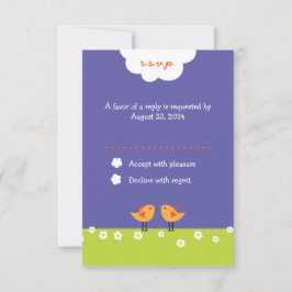 Tarjeta De Confirmación De Asistencia Personalizado lindo Boda de Aves Amores (Noche)