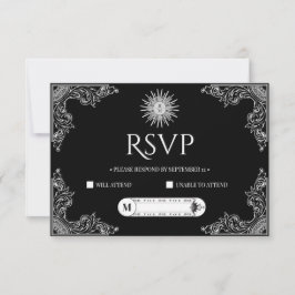 Tarjeta De Confirmación De Asistencia Personalizado QRCode Elegante Boda blanco y negro