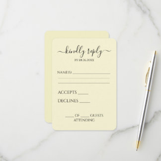 Tarjeta De Confirmación De Asistencia Personalizado Simple Minimalista Personalizado