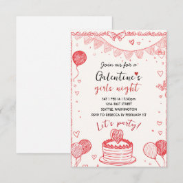 Tarjeta De Confirmación De Asistencia Personalized Galentines Girls Night Invitation