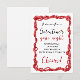 Tarjeta De Confirmación De Asistencia Personalized Galentines Red Party Invitation