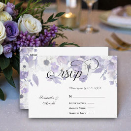 Tarjeta De Confirmación De Asistencia Personalized Violet Purple Flowers Wedding