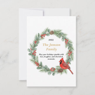 Tarjeta De Confirmación De Asistencia Personalized Watercolor Cardinal Christmas Wreath