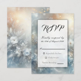 Tarjeta De Confirmación De Asistencia Pétalos congelados en un Boda húmedo dorado