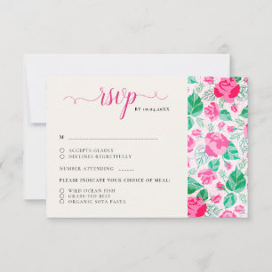 Tarjeta De Confirmación De Asistencia Pétalos de rosa verdes rosados Flores Jardín Boda