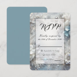 Tarjeta De Confirmación De Asistencia Pétalos Nevados en Floración Congelada Boda