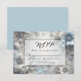 Tarjeta De Confirmación De Asistencia Pétalos Nevados en Floración Congelada Boda