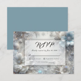 Tarjeta De Confirmación De Asistencia Pétalos Nevados en Floración Helada Boda