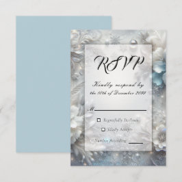 Tarjeta De Confirmación De Asistencia Pétalos Nevados en Floración Helada Boda