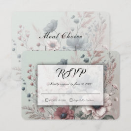 Tarjeta De Confirmación De Asistencia Pétalos Oscuros y Serena Suavidad Boda Floral