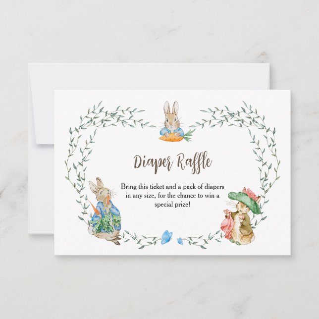 Tarjeta De Confirmación De Asistencia Peter Rabbit Friends Diaper Raffle (Anverso)