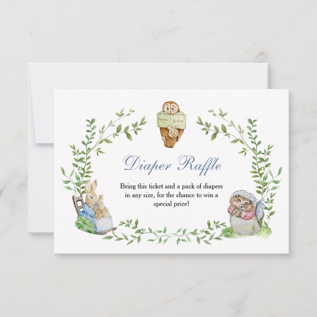 Tarjeta De Confirmación De Asistencia Peter Rabbit Friends Diaper Raffle (Anverso)