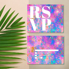 Tarjeta De Confirmación De Asistencia Piedra Opal Moderna Boda sencillo negrita Minimali